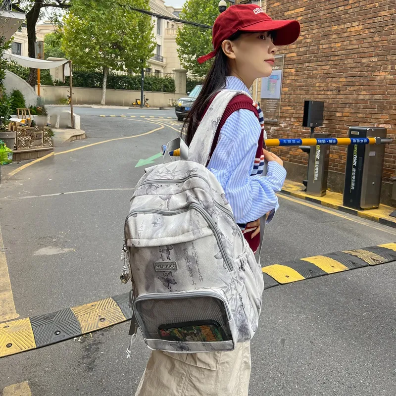 LUVISTRUE Corduroy PVC Blend Backpacks Regular Women's Gray/Green/Khaki/Pink/Yellow/Blue-3