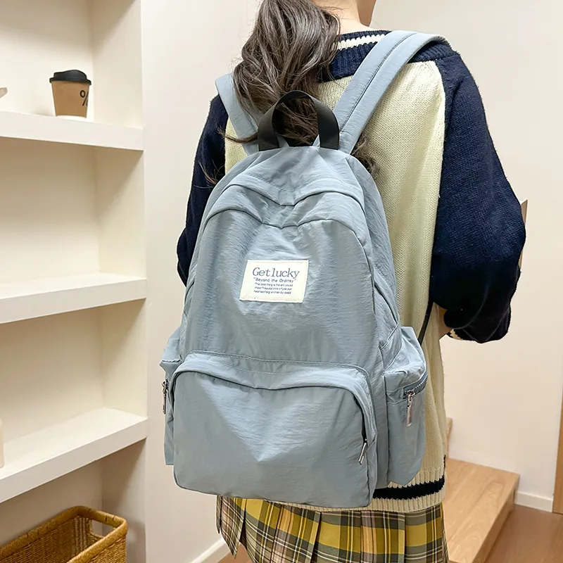 LUVISTRUE Nylon Backpack Unisex Ecru/Black/Pink/Blue-20