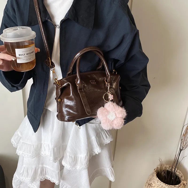 LUVISTRUE PU Boston Bag One Shoulder Handbag Crossbody Bag Women's White/Black/Pink/Coffee-20