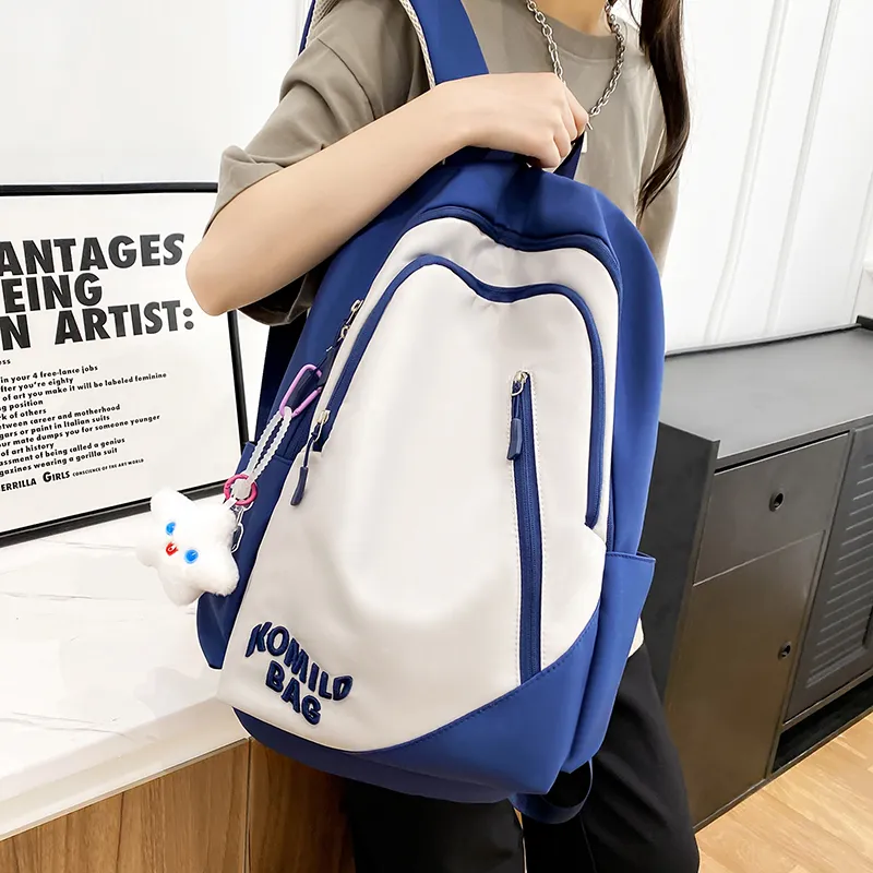 LUVISTRUE Nylon Backpack Travel Bag Unisex Light Gray/Black/Burgundy/Khaki/Dark Blue/Pink-21