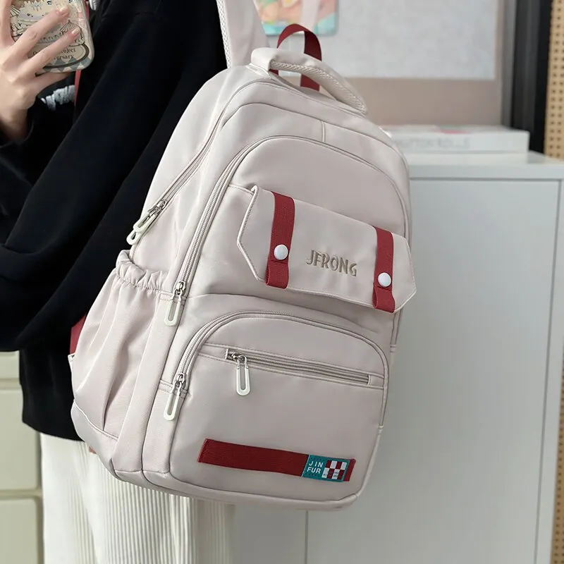 LUVISTRUE Nylon Fabric Backpack And Laptop Bag Regular Unisex Ecru/Black/Red/Khaki-3