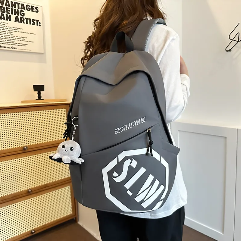 LUVISTRUE Nylon Backpack Unisex Gray/Black/Burgundy/Khaki/Blue-7