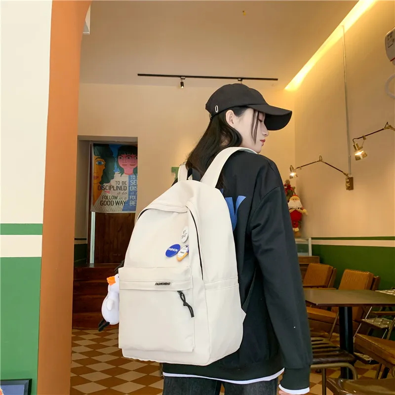 LUVISTRUE Nylon Backpack Unisex Ecru/Black-2