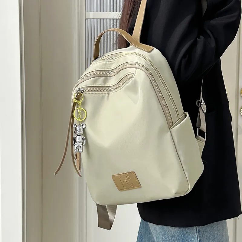 LUVISTRUE Nylon Backpacks Regular Unisex Ecru/Black Gray/Khaki-19