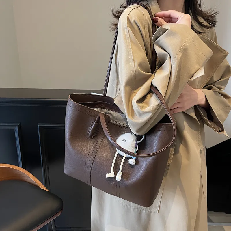 LUVISTRUE PU Tote Bag, Shopping Bag, Handbag, Shoulder Bag Regular Women's Khaki/Black/Coffee/Ecru-20