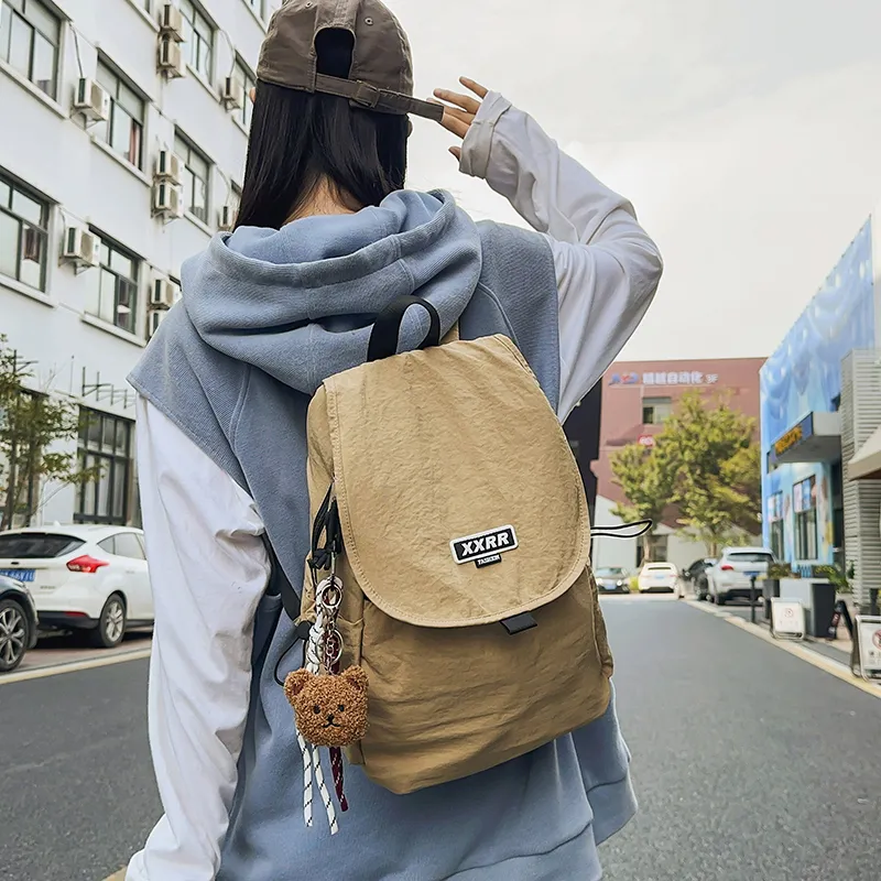 LUVISTRUE Nylon Backpack Regular Unisex Black/White/Gray/Khaki/Blue-13