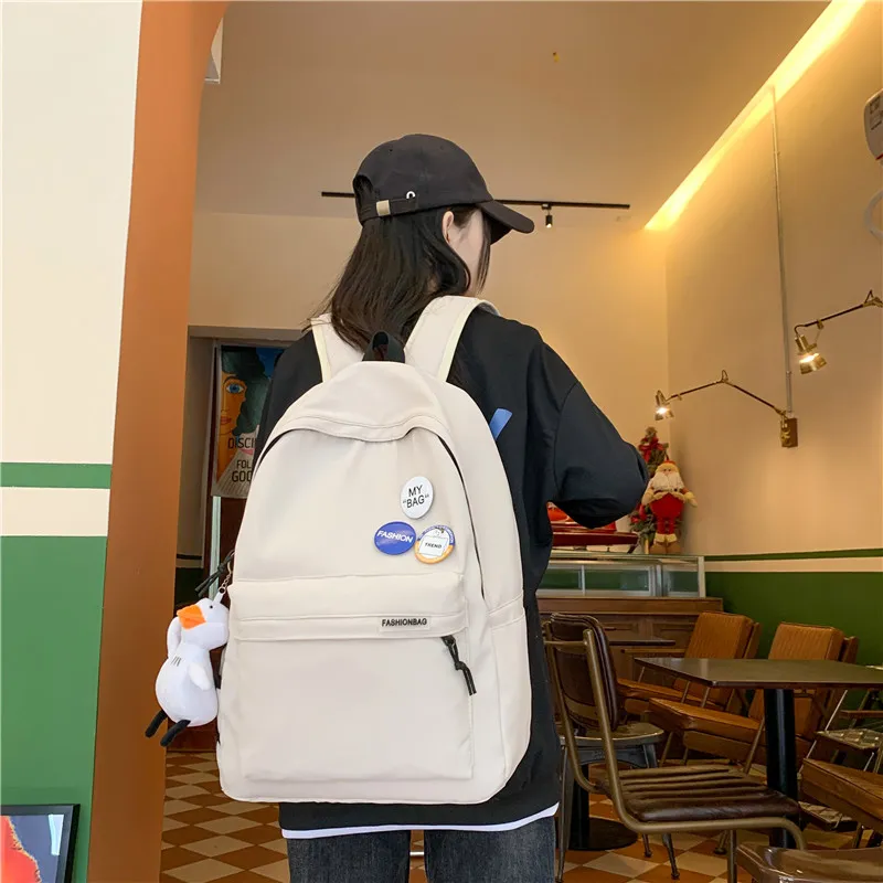 LUVISTRUE Nylon Backpack Unisex Ecru/Black-1