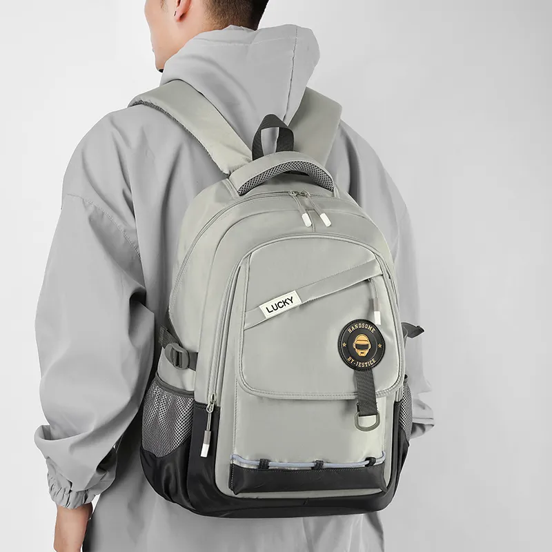 LUVISTRUE Nylon Backpack And Laptop Bag Regular Men's Dark Gray/Light Gray/White/Dark Blue/Khaki-5