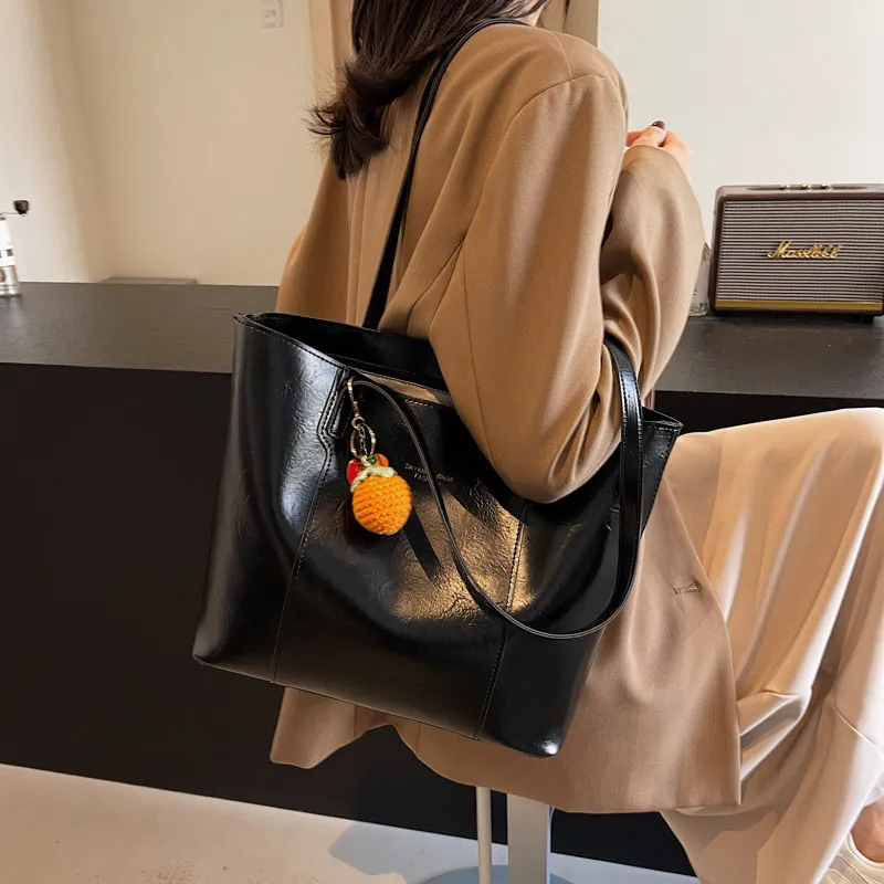 LUVISTRUE PU Tote Bag, Shopping Bag, Shoulder Bag Regular Women's Black/Coffee-10