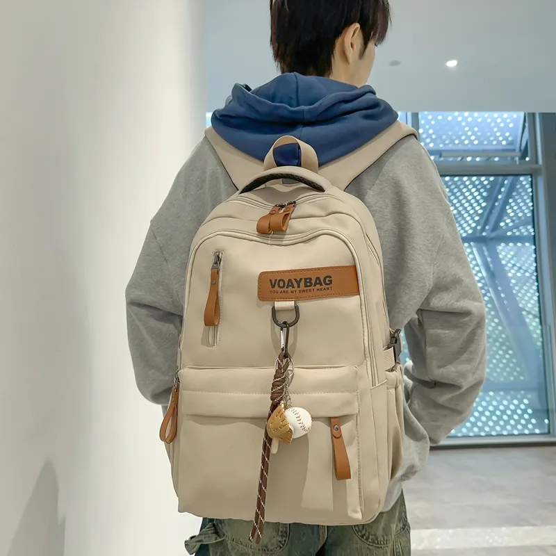 LUVISTRUE Nylon Backpack Regular Unisex White Khaki/Gray Black/Burgundy-6