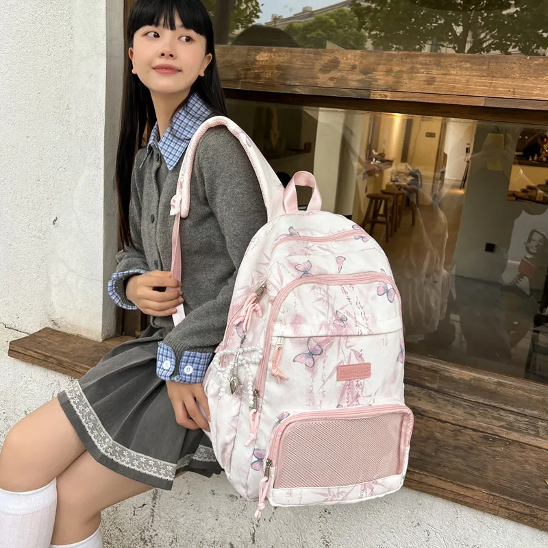LUVISTRUE Corduroy PVC Blend Backpacks Regular Women's Gray/Green/Khaki/Pink/Yellow/Blue-23