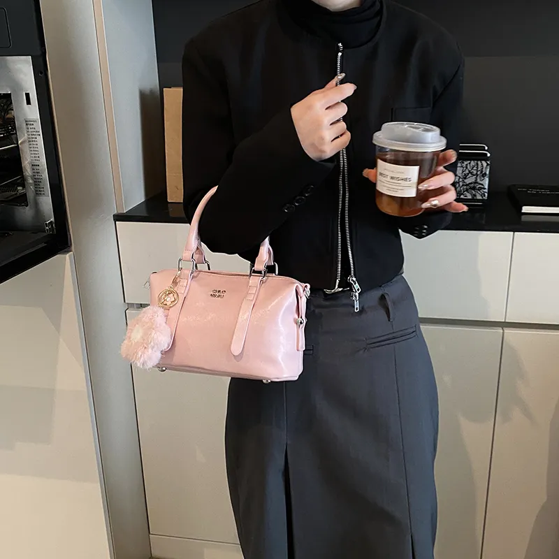 LUVISTRUE PU Boston Bag One Shoulder Handbag Crossbody Bag Women's White/Black/Pink/Coffee-12