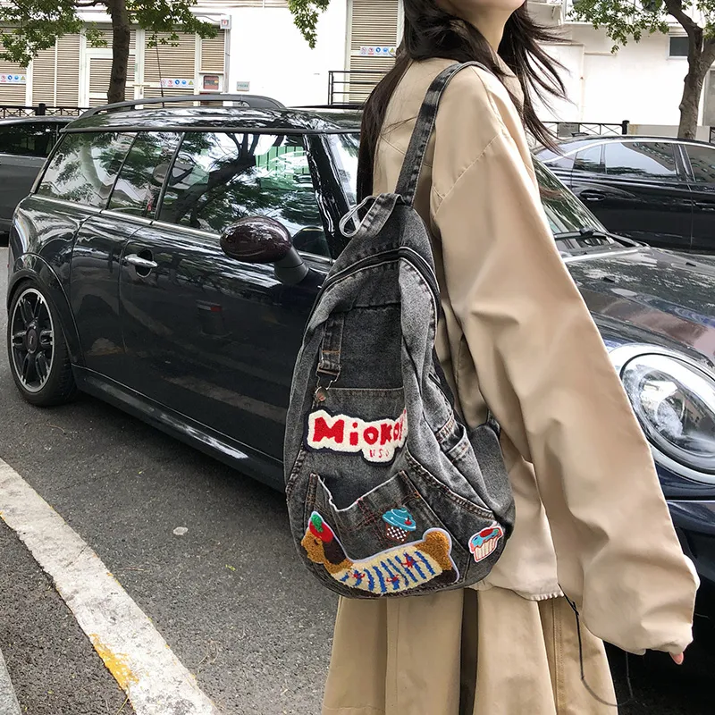 LUVISTRUE Denim Backpack Unisex Black/Blue-6