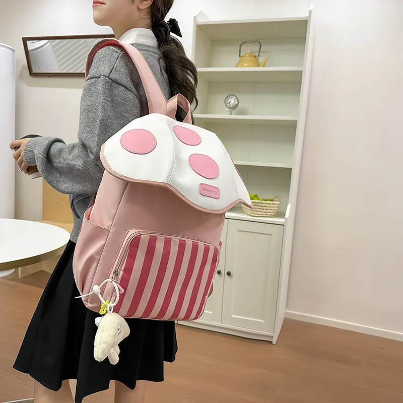 LUVISTRUE Nylon Backpack Regular Women's Pink/Khaki/Dark Brown-2