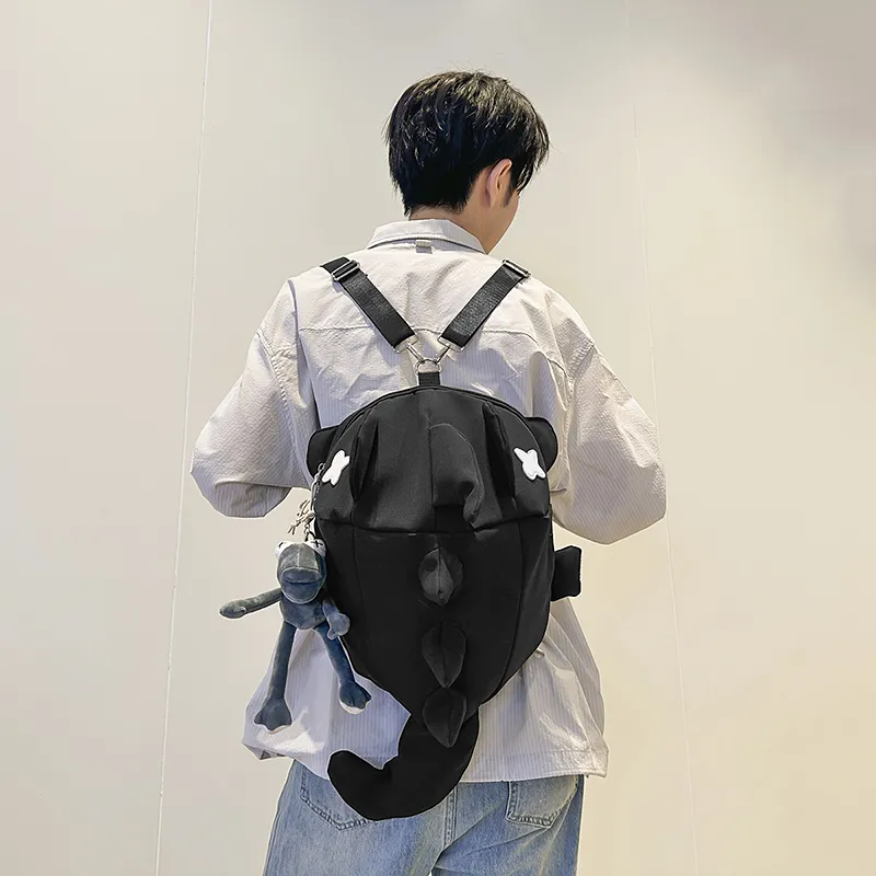 LUVISTRUE Nylon Backpack Unisex White/Gray/Black-17
