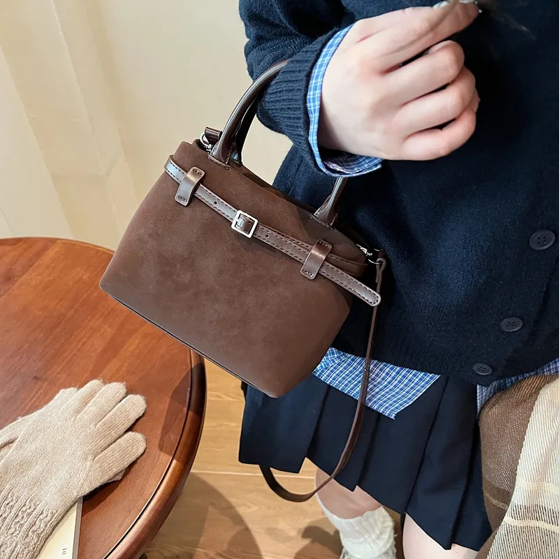LUVISTRUE PU Basket Bag, Shoulder Bag, Crossbody Bag, Handbag Medium Size Women's Brown/Black/Coffee-17