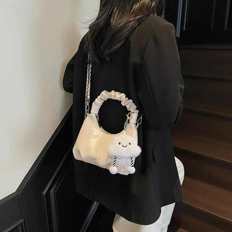 LUVISTRUE PU Shoulder Bag Crossbody Bag Handbag Regular Women's Ecru/Blue/Silver/Black/Pink-4
