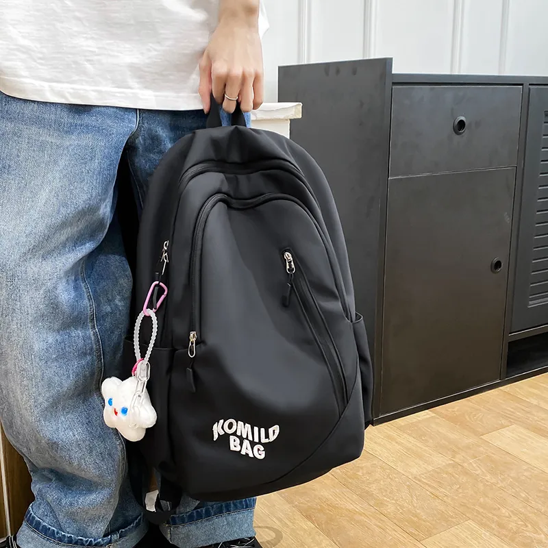 LUVISTRUE Nylon Backpack Travel Bag Unisex Light Gray/Black/Burgundy/Khaki/Dark Blue/Pink-8