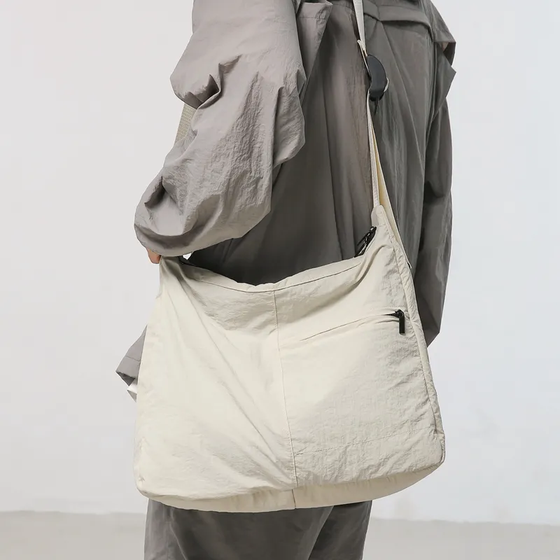 LUVISTRUE Nylon Cycling Hobo Bag, Messenger Bag, Shoulder Bag, Crossbody Bag Men's Black/Gray/Ecru-11