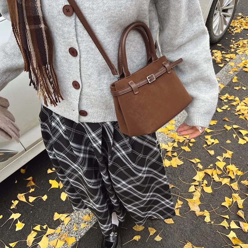 LUVISTRUE PU Basket Bag, Shoulder Bag, Crossbody Bag, Handbag Medium Size Women's Brown/Black/Coffee-5