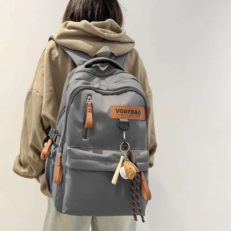 LUVISTRUE Nylon Backpack Regular Unisex White Khaki/Gray Black/Burgundy-14