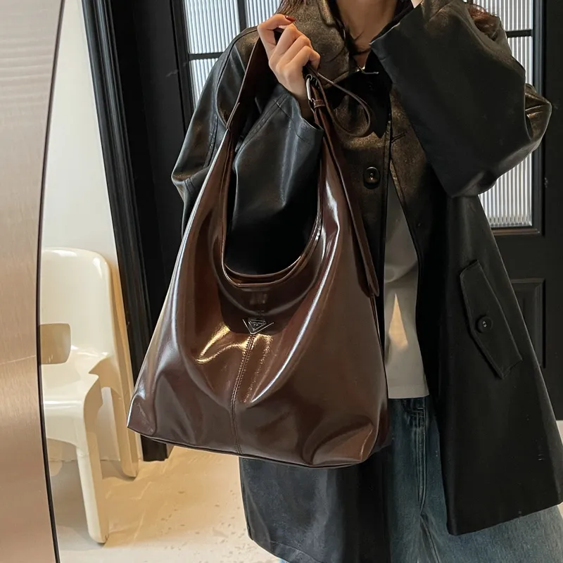 LUVISTRUE PU Shoulder Bag Tote Large Size Women's Black/Khaki/Pink/Coffee-19