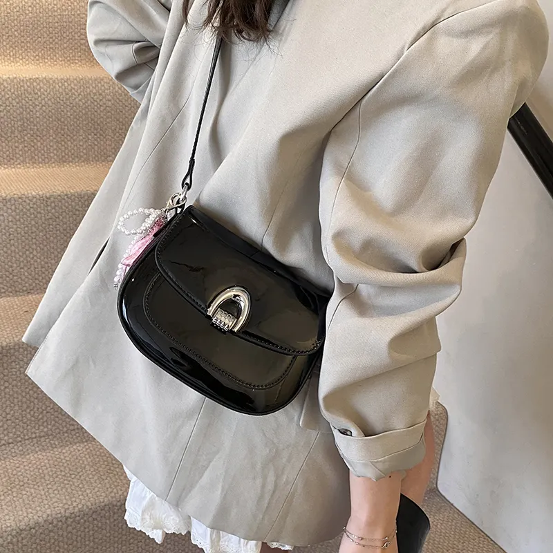 LUVISTRUE PU Saddle Bag Shoulder Bag Crossbody Bag Regular Women's Blue/Ecru/Black/Pink/Yellow-18