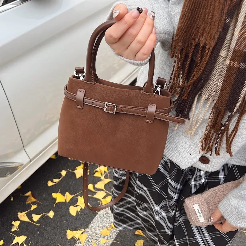 LUVISTRUE PU Basket Bag, Shoulder Bag, Crossbody Bag, Handbag Medium Size Women's Brown/Black/Coffee-3