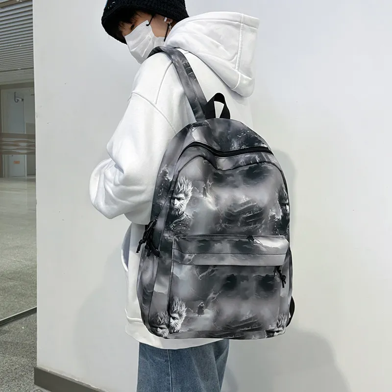 LUVISTRUE Nylon Backpack Regular Unisex Black/Green/Pink-3