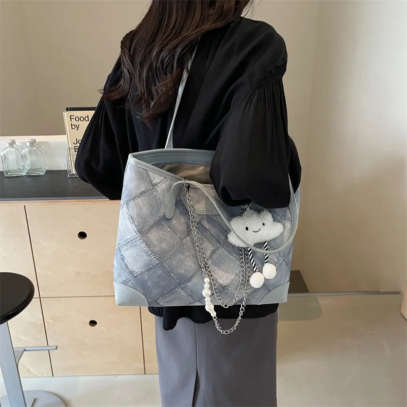 LUVISTRUE PU Handbag Shoulder Bag Tote Regular Women's Ecru Black/Blue/Pink-19