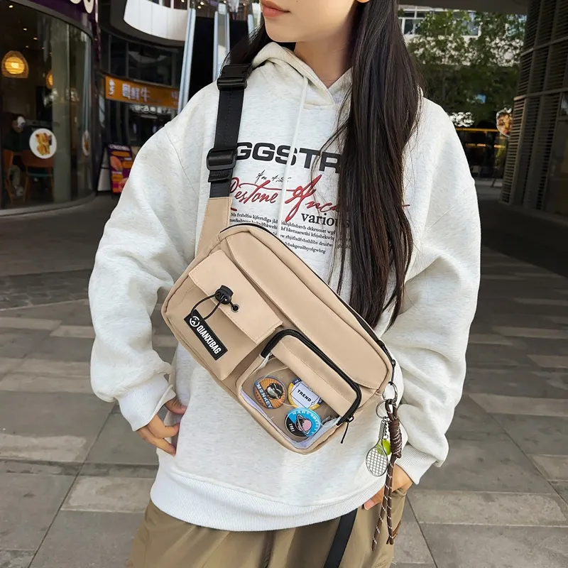 LUVISTRUE Nylon Small Backpack Shoulder Bag Medium Size Unisex Black/White/Gray/Khaki-18
