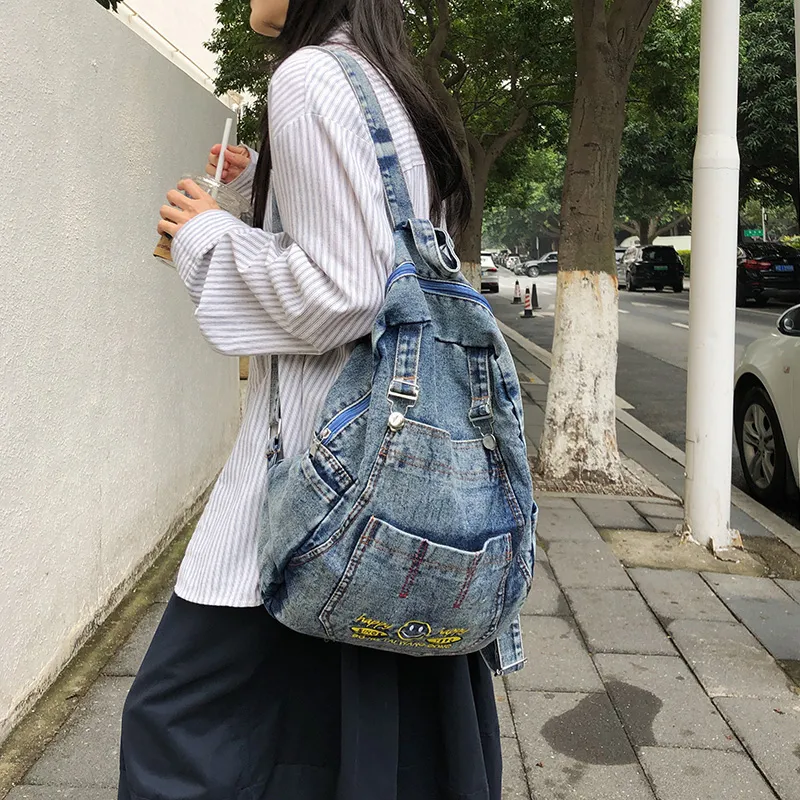 LUVISTRUE Denim Backpack Unisex Black/Blue-22
