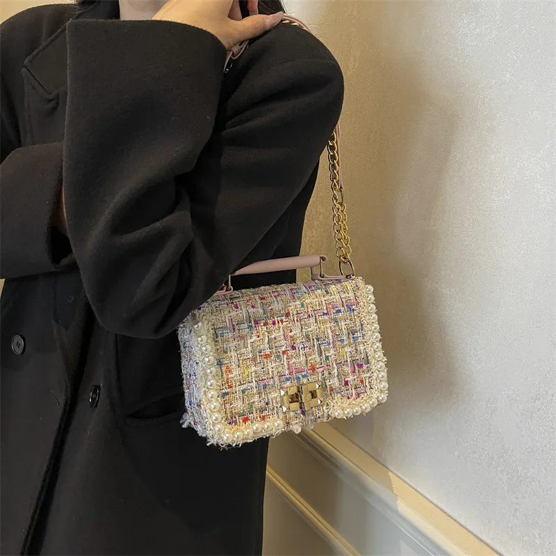 LUVISTRUE Fabric Shoulder Bag Crossbody Bag Handbag Regular Women's Ecru/Pink/Black-22