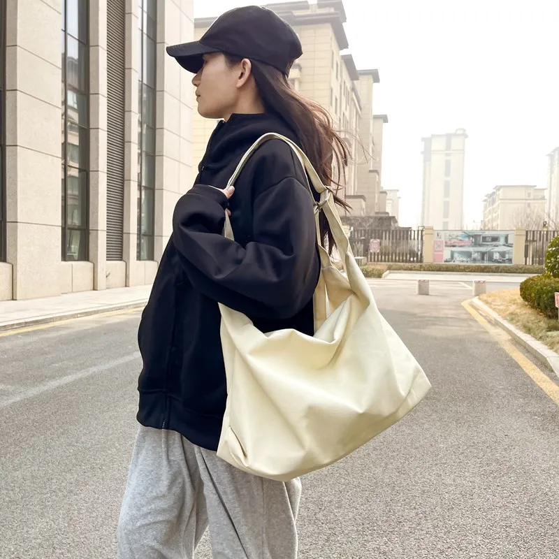 LUVISTRUE Nylon Shoulder Bag Small Size Unisex Black/White-4
