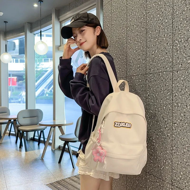 LUVISTRUE Nylon Backpack Regular Unisex Ecru/Black/Red/Light Yellow/Light Green/Sky Blue-11