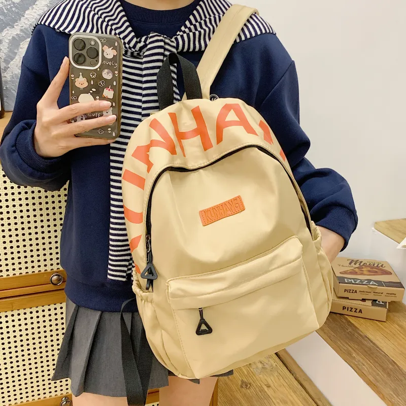 LUVISTRUE Nylon Fabric Backpack Unisex White/Black/Purple/Khaki/Pink-24