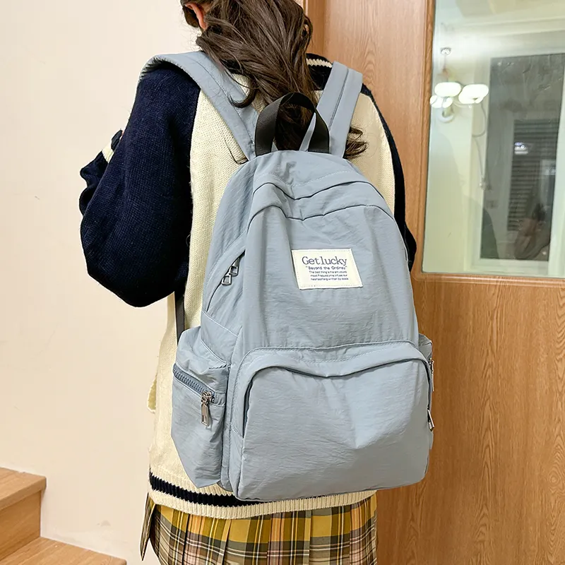 LUVISTRUE Nylon Backpack Unisex Ecru/Black/Pink/Blue-19