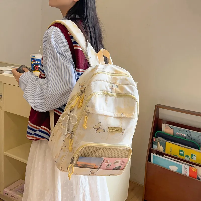 LUVISTRUE Corduroy PVC Blend Backpacks Regular Women's Gray/Green/Khaki/Pink/Yellow/Blue-32