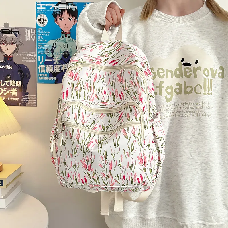 LUVISTRUE Nylon Backpack Regular Women's Green/Blue/Pink-14