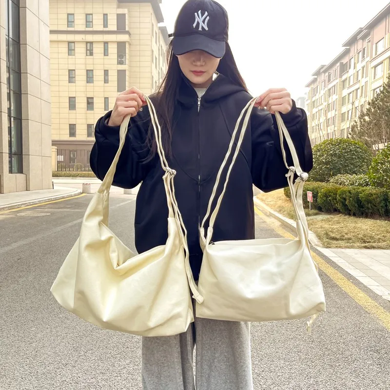 LUVISTRUE Nylon Shoulder Bag Small Size Unisex Black/White-6