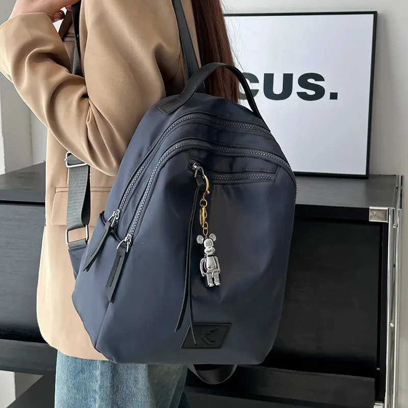 LUVISTRUE Nylon Backpacks Regular Unisex Ecru/Black Gray/Khaki-13