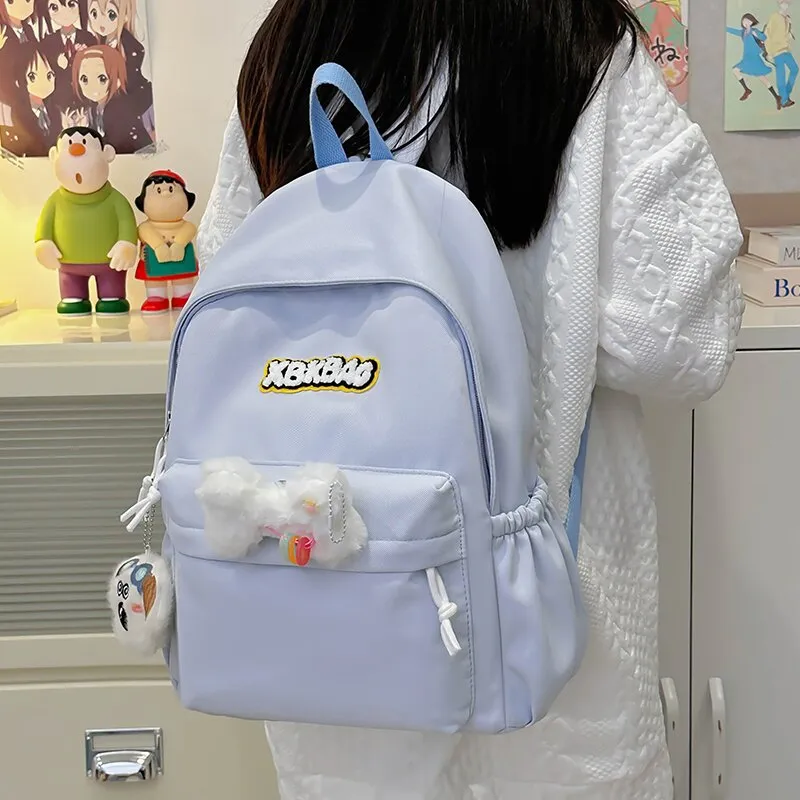 LUVISTRUE Nylon Backpack Large Size Unisex Ecru Black/Yellow/Light Green/Light Blue-15