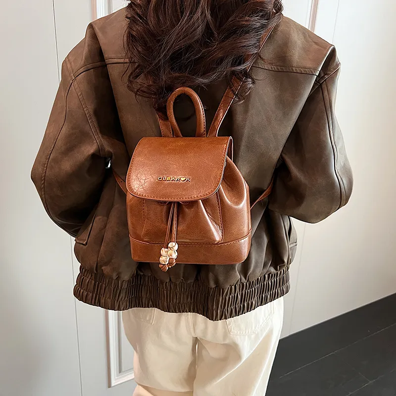LUVISTRUE PU Small Backpack Small Size Women's Yellow Brown/Black Coffee Brown-6
