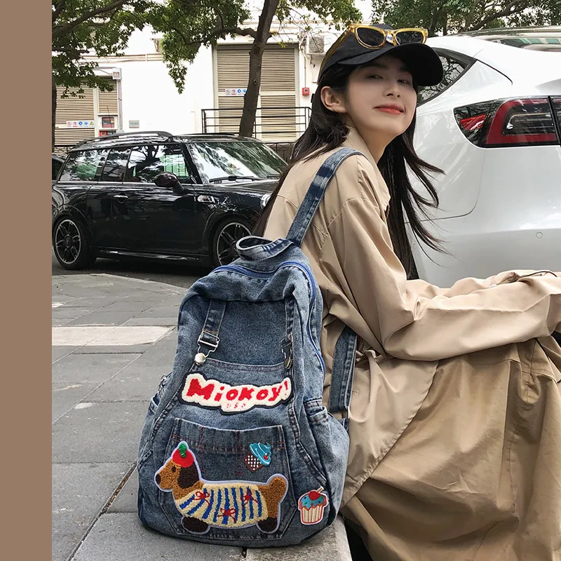 LUVISTRUE Denim Backpack Unisex Black/Blue-12