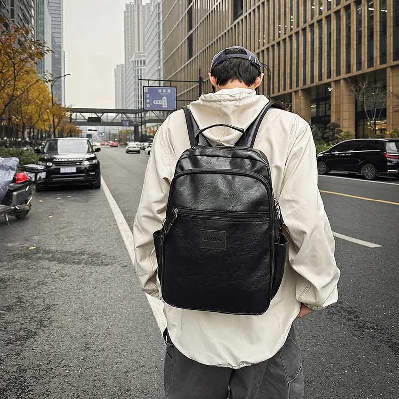 LUVISTRUE PU Backpack Men's Black/Brown-5