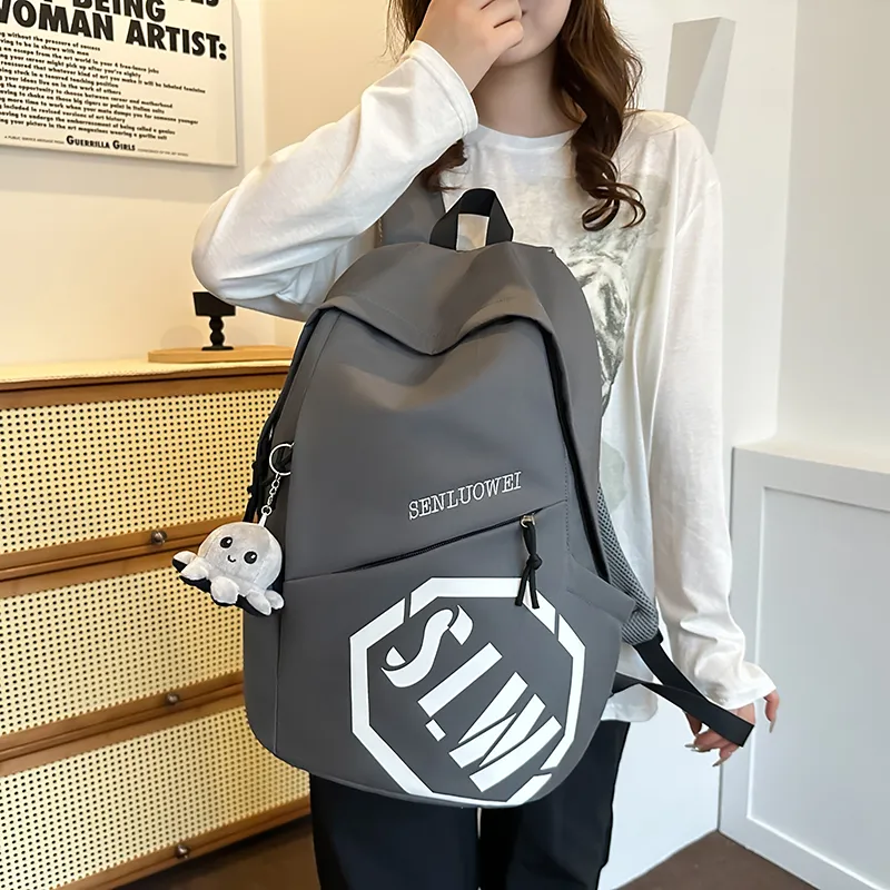 LUVISTRUE Nylon Backpack Unisex Gray/Black/Burgundy/Khaki/Blue-6