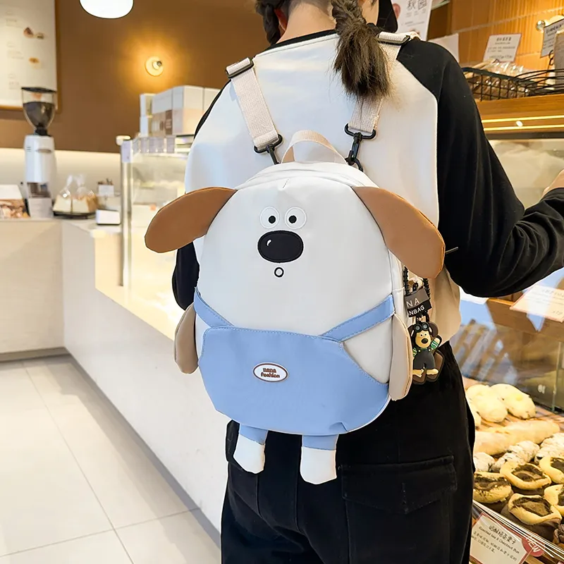 LUVISTRUE Nylon Couple Backpack Crossbody Bag Medium Size Men's White Blue/Khaki Black/Khaki Blue-1