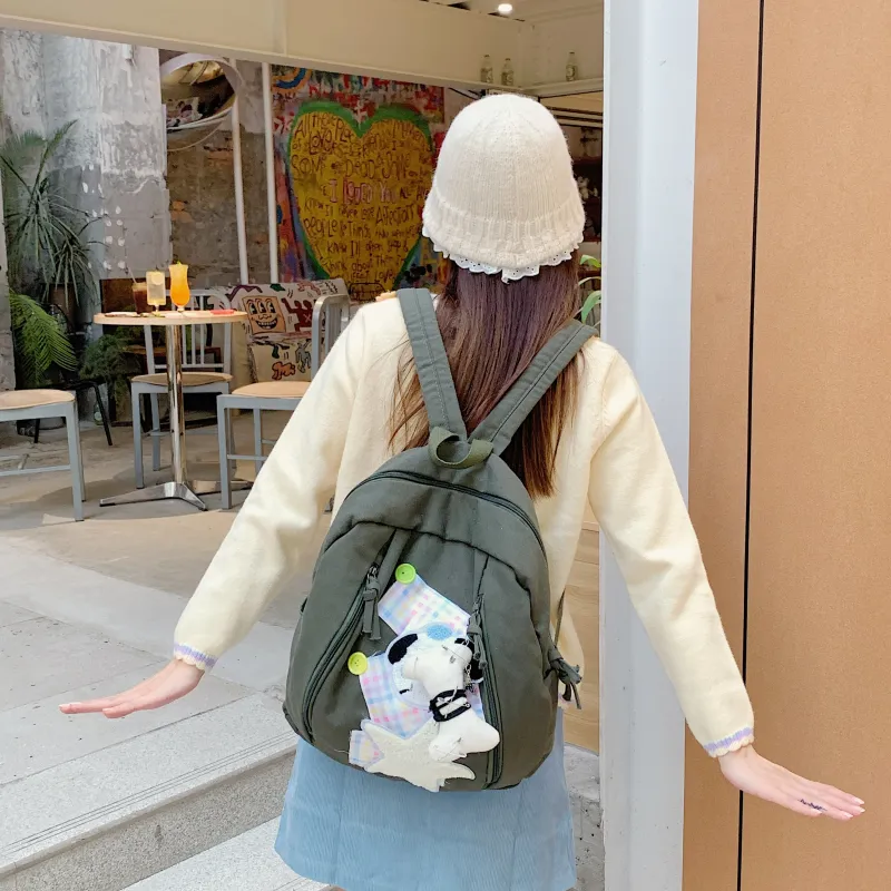 LUVISTRUE Canvas Backpack Regular Unisex Red/Green-6