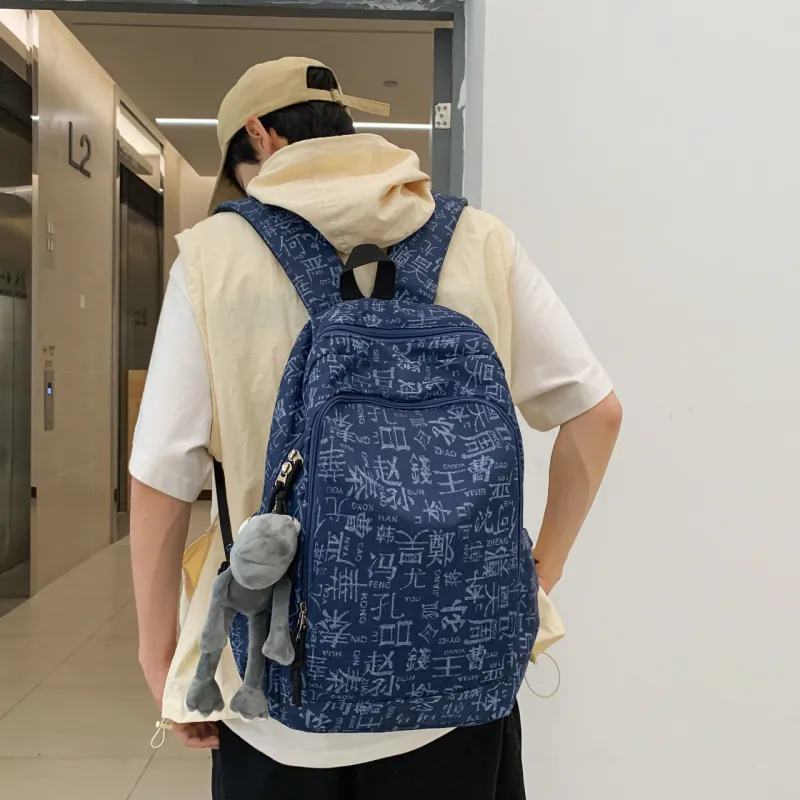 LUVISTRUE Nylon Backpack Laptop Backpack Regular Unisex Light Blue/Dark Blue/Black-3