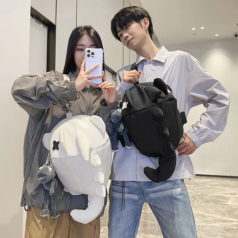 LUVISTRUE Nylon Backpack Unisex White/Gray/Black-14
